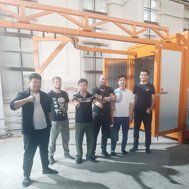 Manual Powder Coating Booth And Curing Oven With Conveyor System In Kazakhstan